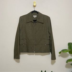 J’Envie New York Olive Green Structured Zipper Jacket